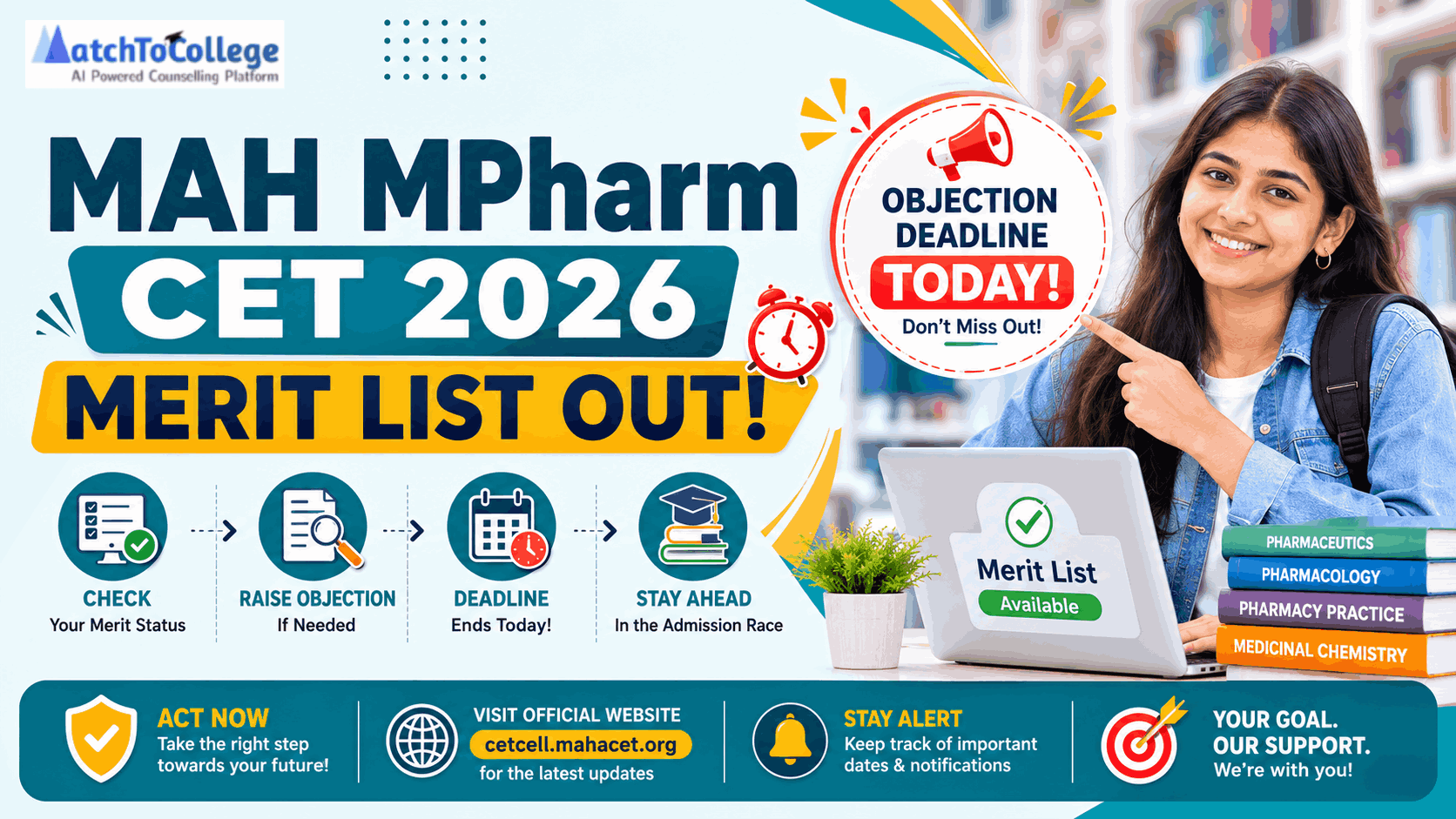 MAH MPharm CET 2026 Merit List: Objection Deadline 5 PM Today