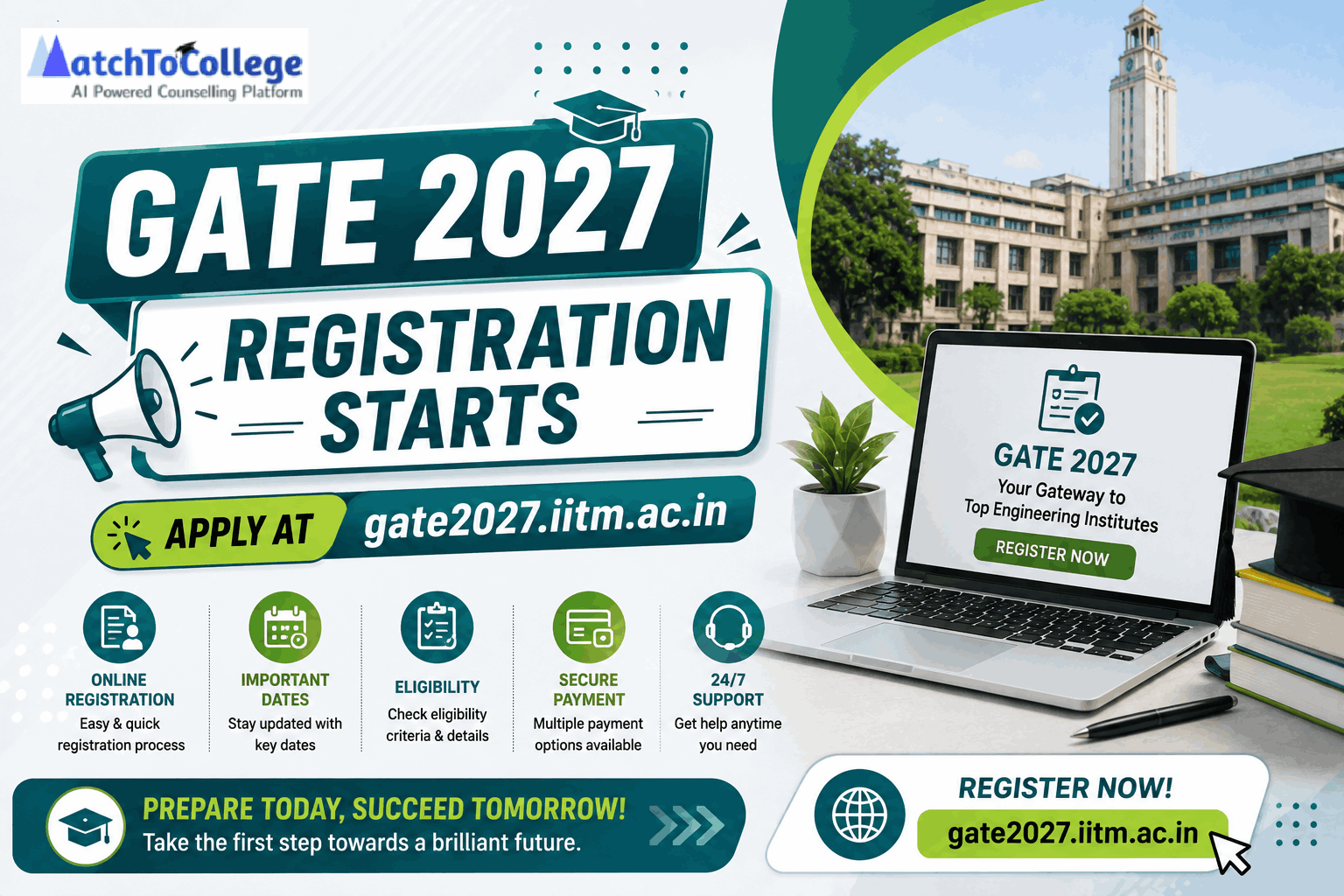 GATE 2027 Registration Starts: Apply at gate2027.iitm.ac.in GATE 2027 Registration Starts: Apply at gate2027.iitm.ac.in